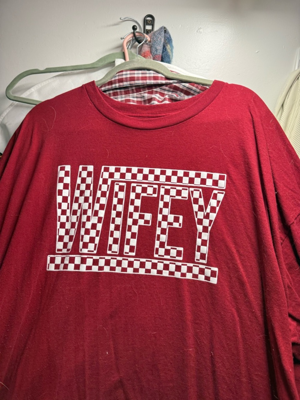 Red wifey Checkerboard Graphic Tee